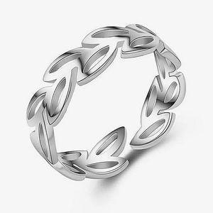 Beautiful Leaf Ring Adjustable in Sterling Silver